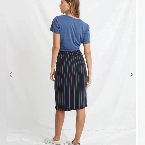 Marine Layer Cecille Skirt in Navy Multi Stripe X-Small New Nwt Women's Blue - Picture 2 of 10